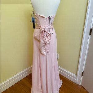 Blush Pink Strapless Bow-Back Evening Gown